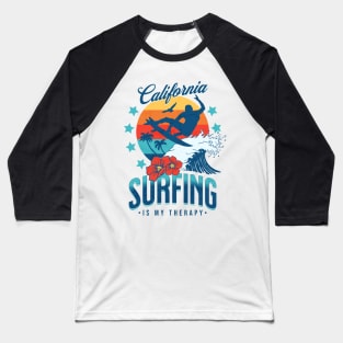 Surfing is my Therapy - Vintage Surf Baseball T-Shirt